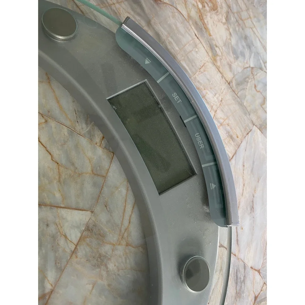 Thinner by Conair Digital Bathroom Scale Glass Silver Modern Weight Tracker